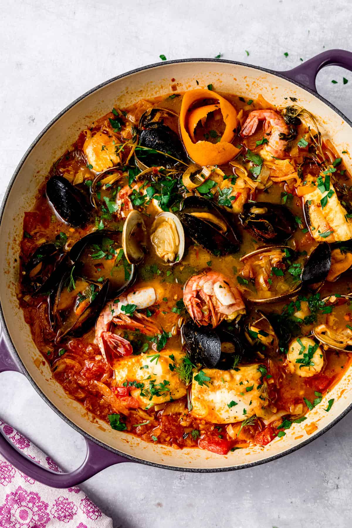 Provençal seafood stew with saffron broth and fresh herbs